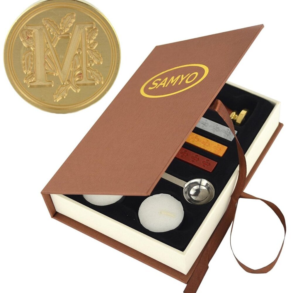 Wax Seal Stamp Kit Retro Creative Sealing Wax Stamp Maker Gift Box Set Brass Col